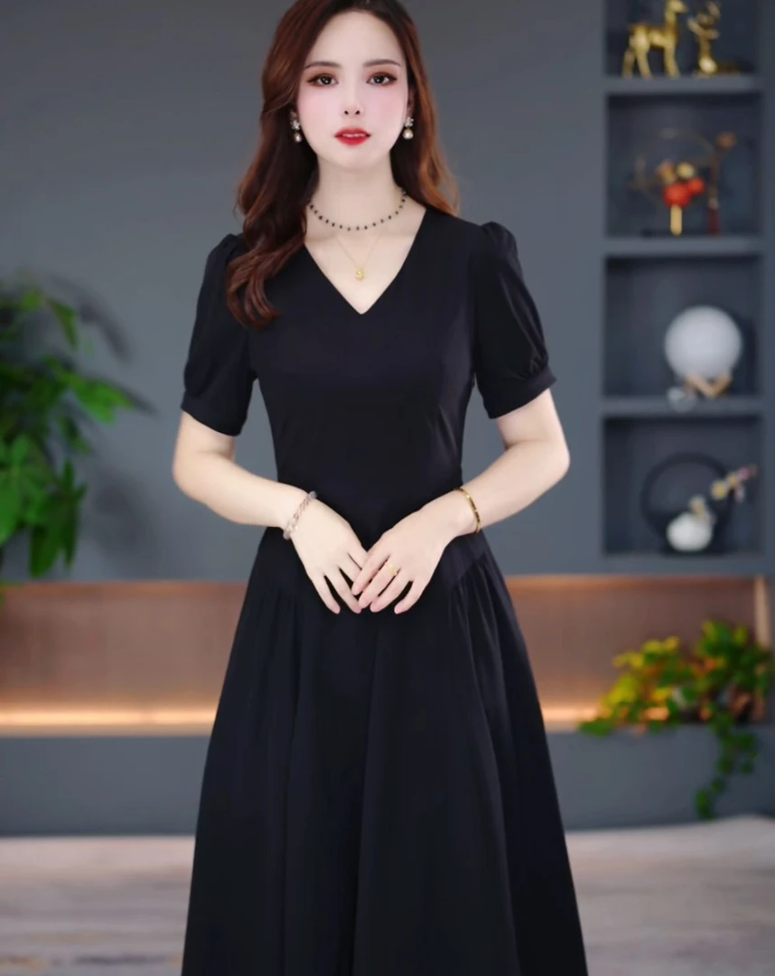 气质妈妈装2025时尚夏季连衣裙百搭修身显瘦MY24Y125