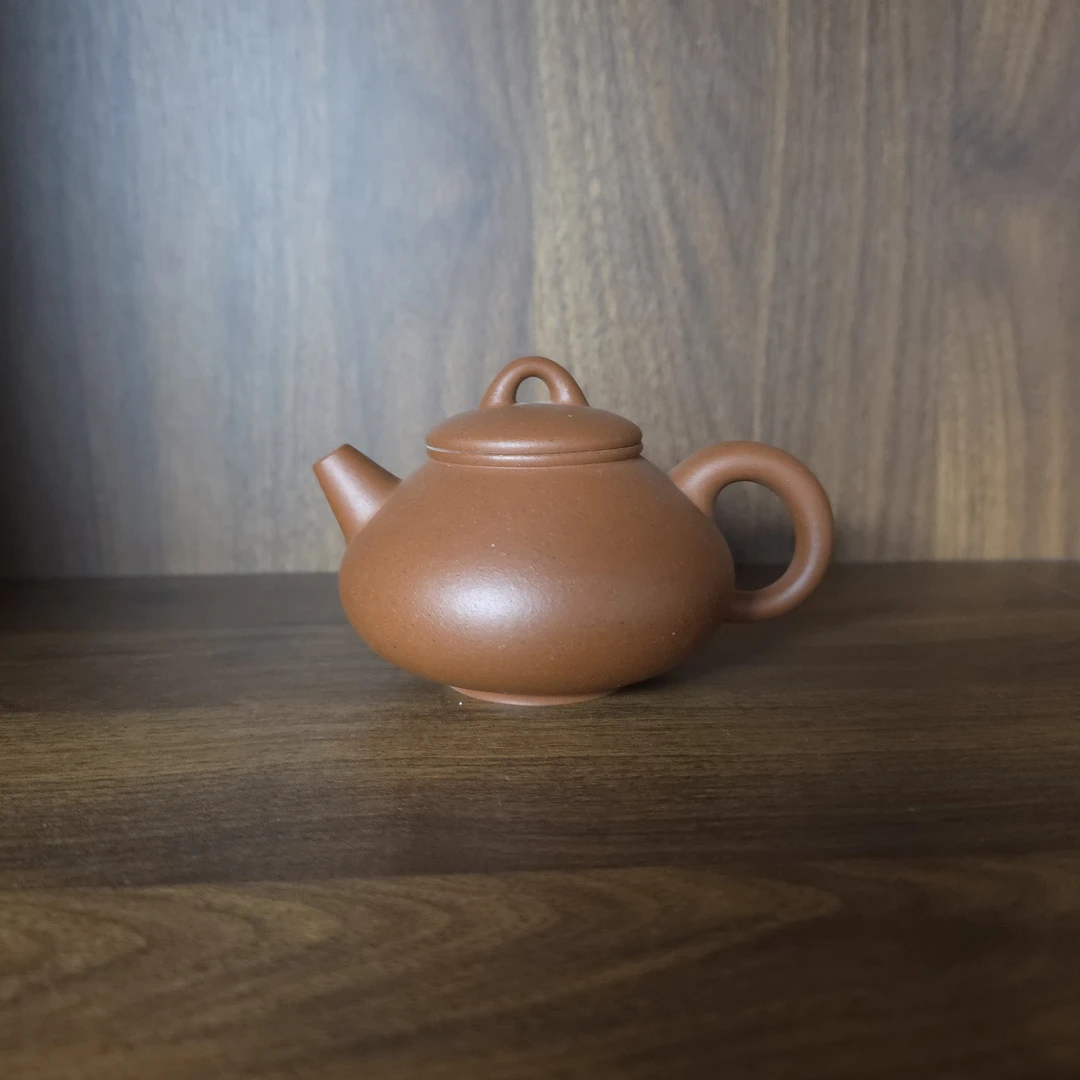 【云水堂—紫砂】原矿段泥200ml平底石瓢紫砂壶