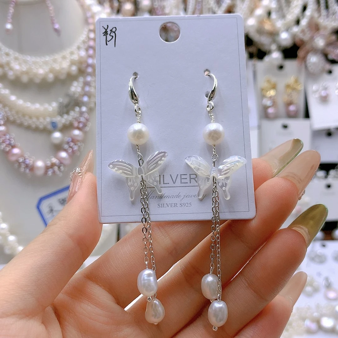 银S925镶嵌耳饰淡水珍珠