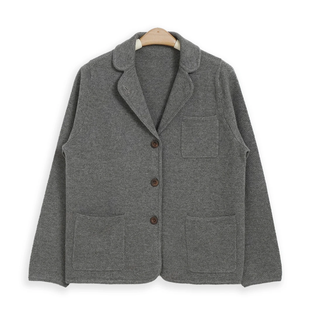 雅比那 【桂花针小西服】 山羊绒桂花针百搭气质小西服潮牌时尚