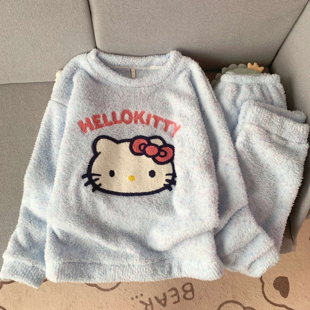 韩系半边绒秋冬新款睡衣女软呼呼卡通可爱加厚珊瑚绒家居服可外穿