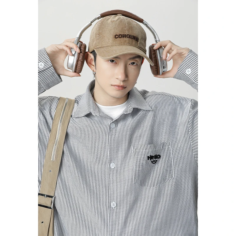 【MGY】男士衬衫条纹拼色夏季宽松潮流休闲衬衣日系简约ins百搭韩版