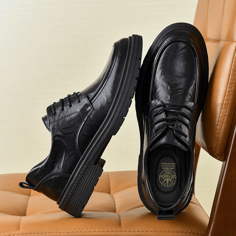 1611皮鞋男高级感系带轻奢商务男正装透气2025爆款英伦风休闲鞋子