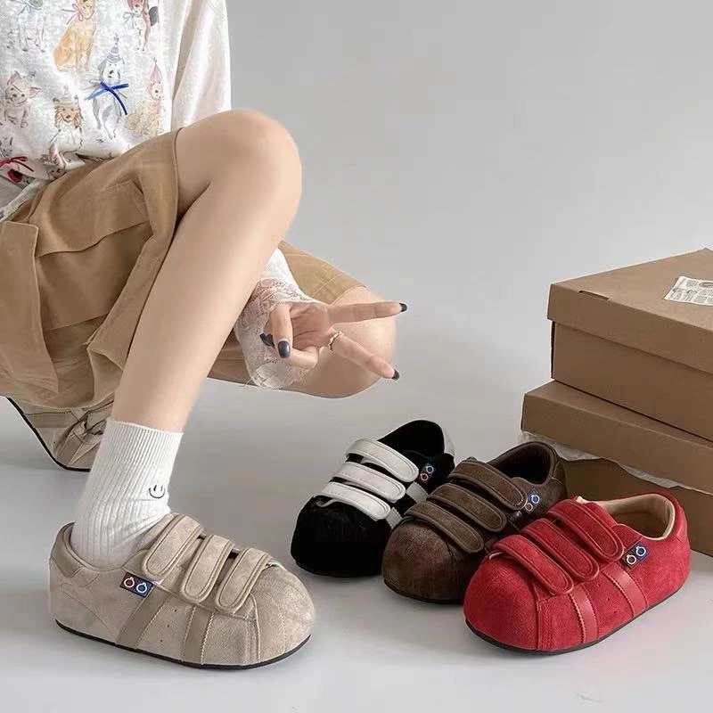 时尚潮流红色复古内增高平底阿甘德训鞋女夏2025新款软底休闲板鞋