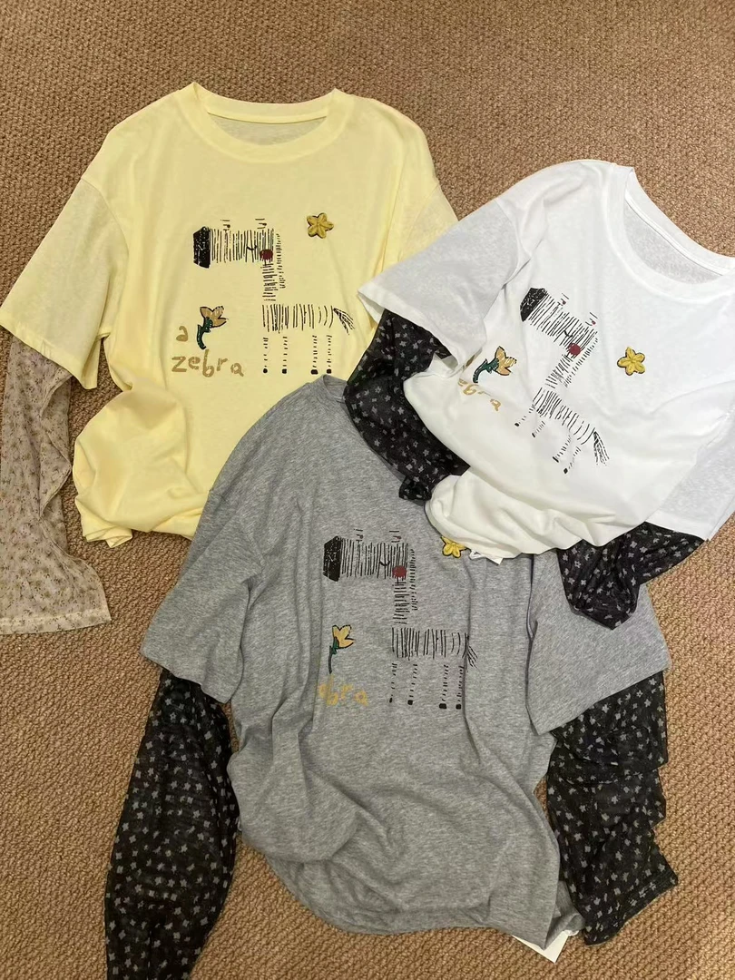 MTWO#韩版时尚百搭假两件长袖上衣#37215