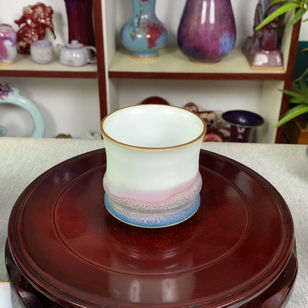杯钧瓷主人杯竹节杯高温窑变