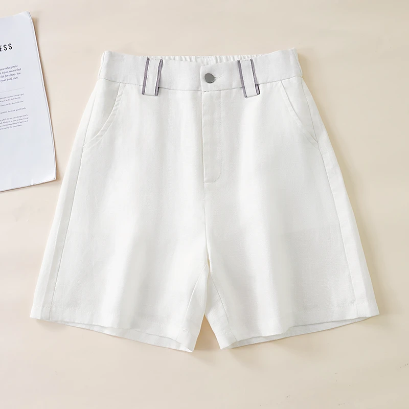 天丝亚麻短裤女士2025夏季新款高腰宽松显瘦Aa字薄款外穿阔腿热裤