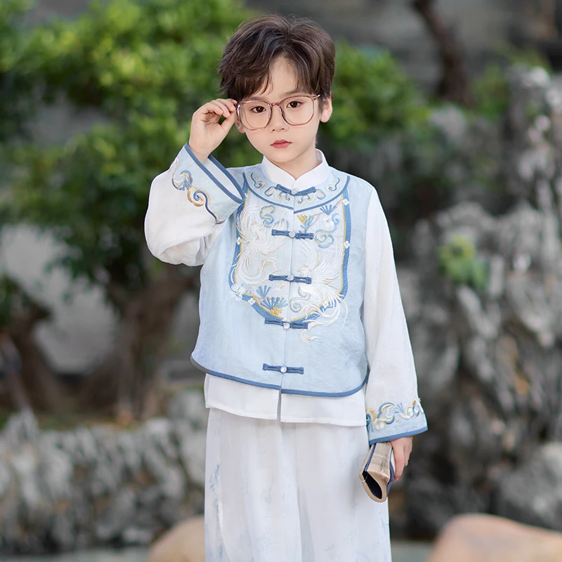 旗铂-染辞 2025春季两件套男童汉服儿童古装古风新款汉服国风