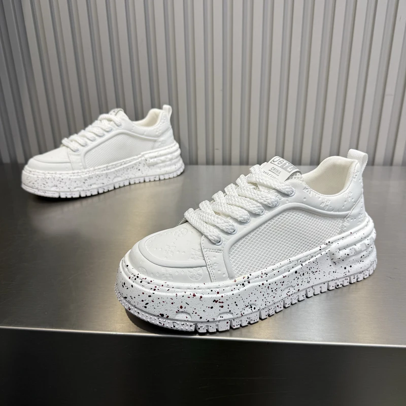 潮男鞋2025新款夏季透气网面厚底增高休闲鞋舒适轻奢百搭小白鞋子