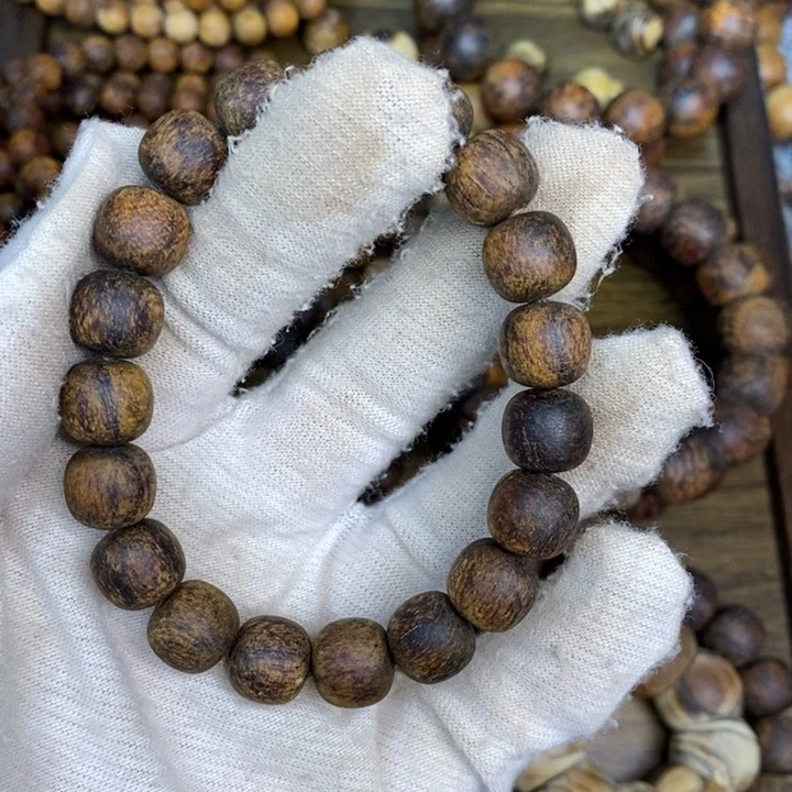 贡木手串/手链10/11黑油飘绿麻丝龙鳞