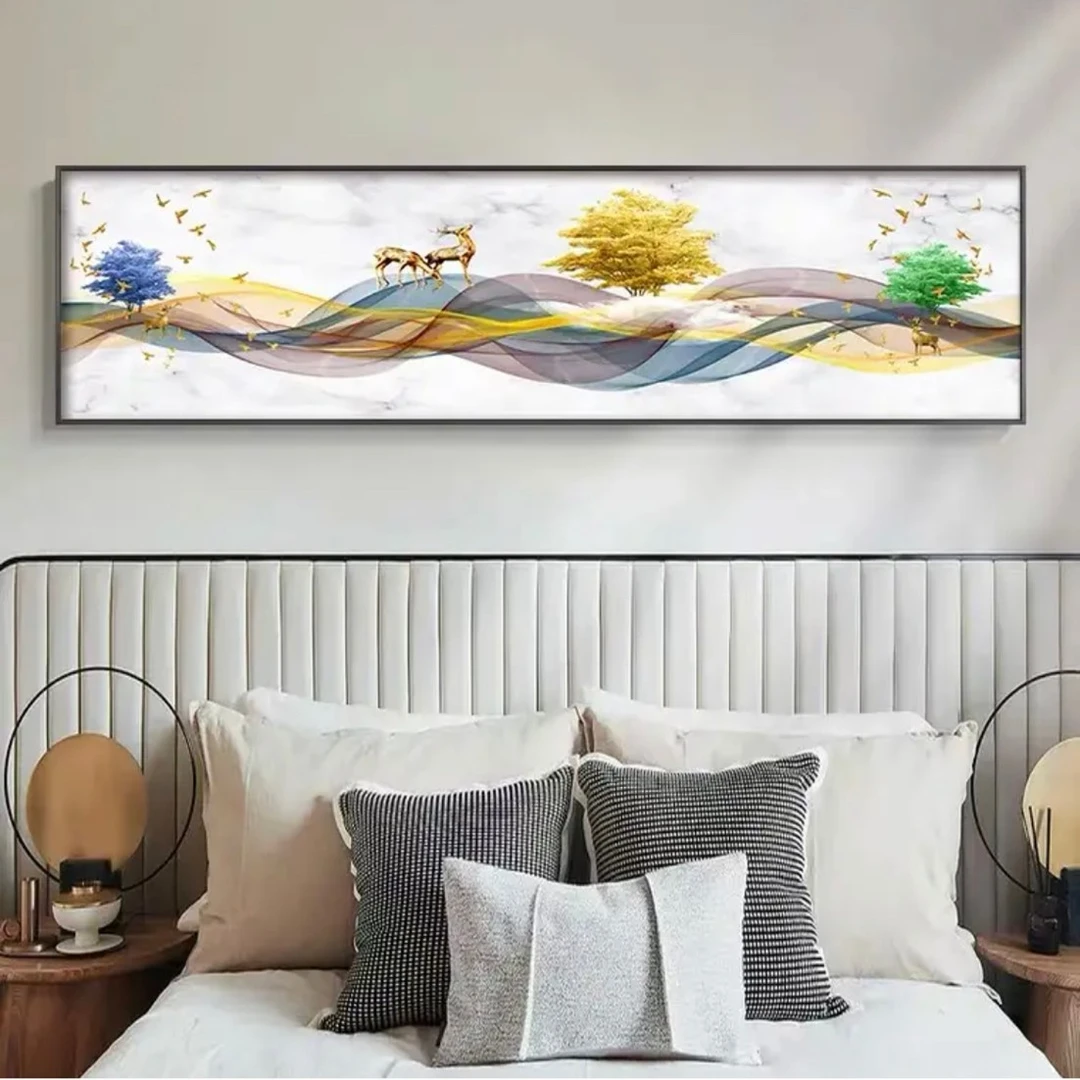 美临佳【福禄高升】质感床头画晶瓷镶钻装饰画新房家居装修简约W15