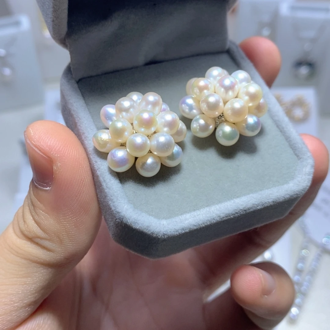 银S925镶嵌淡水珍珠耳饰
