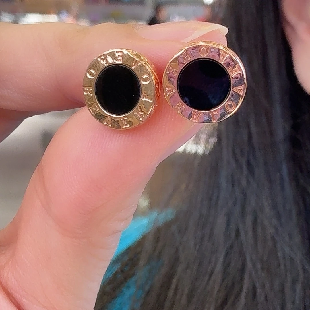 18K金镶嵌耳环玛瑙/玉髓耳环