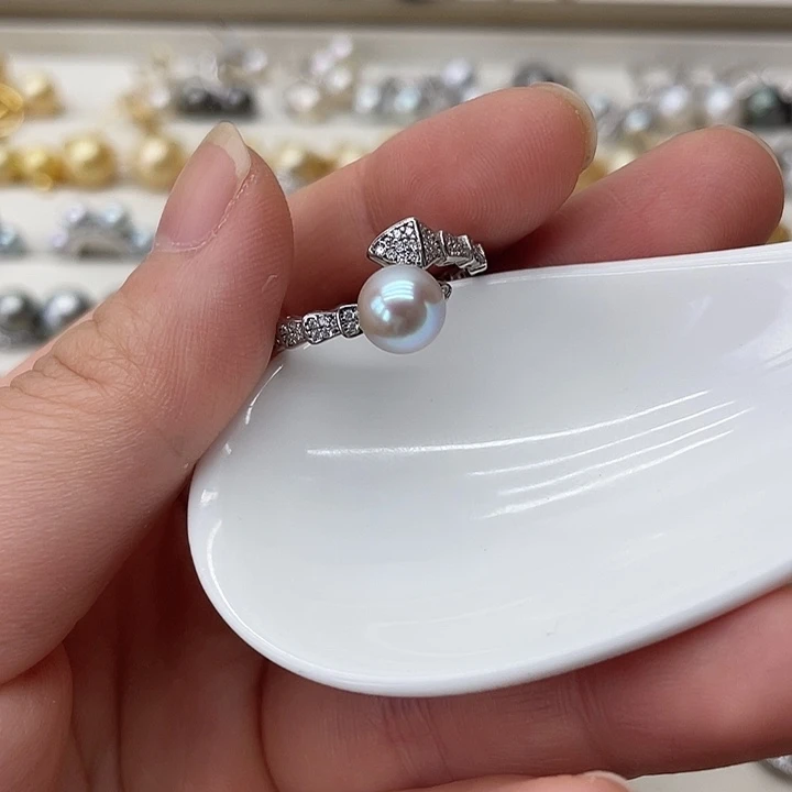海水珍珠戒指银S925镶嵌