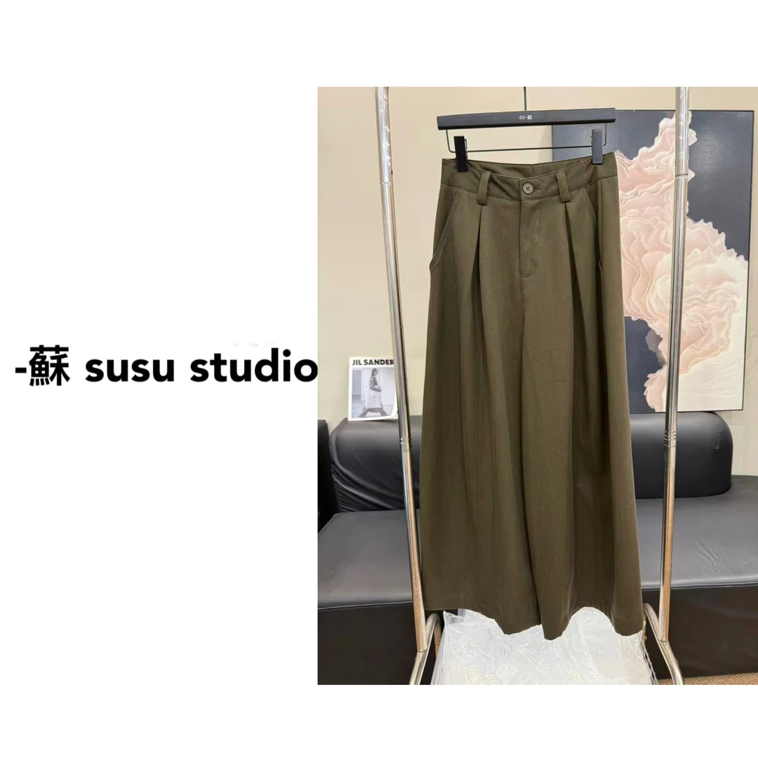 MM2025新款西装阔腿裤女宽松拖地百搭裤子垂顺长裤132
