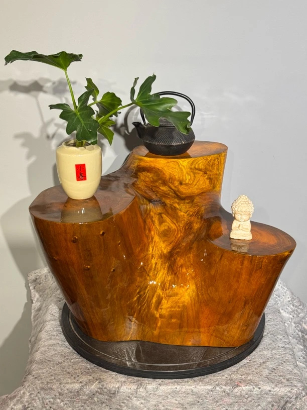 金丝楠木老料墩墩花架摆台