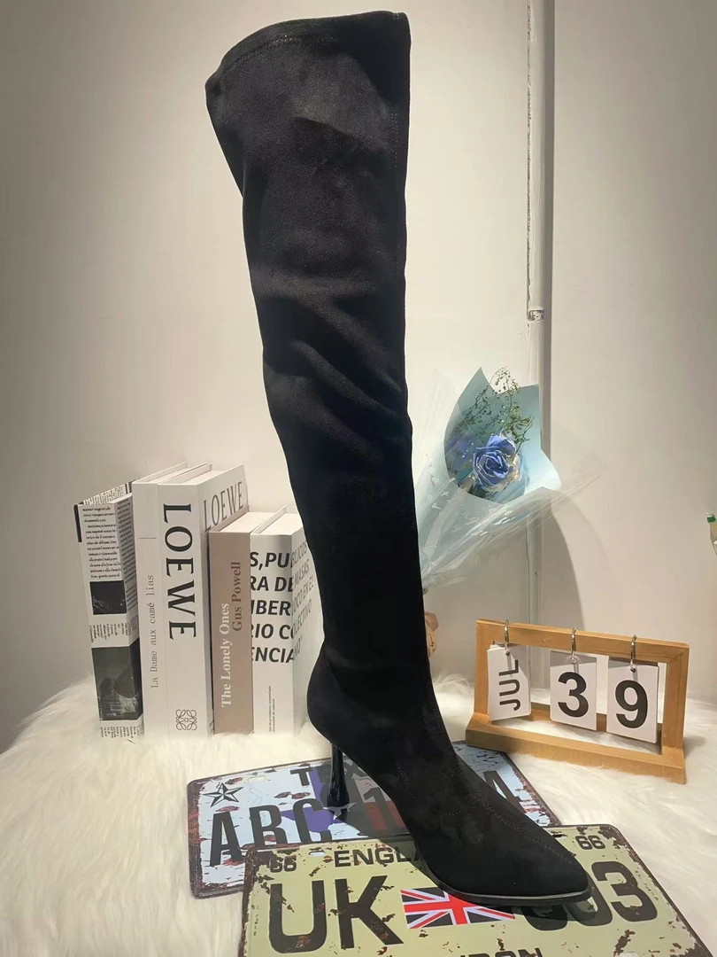 886-9 细跟尖头过膝长靴女新款显瘦高跟弹力长筒瘦瘦靴子高筒靴