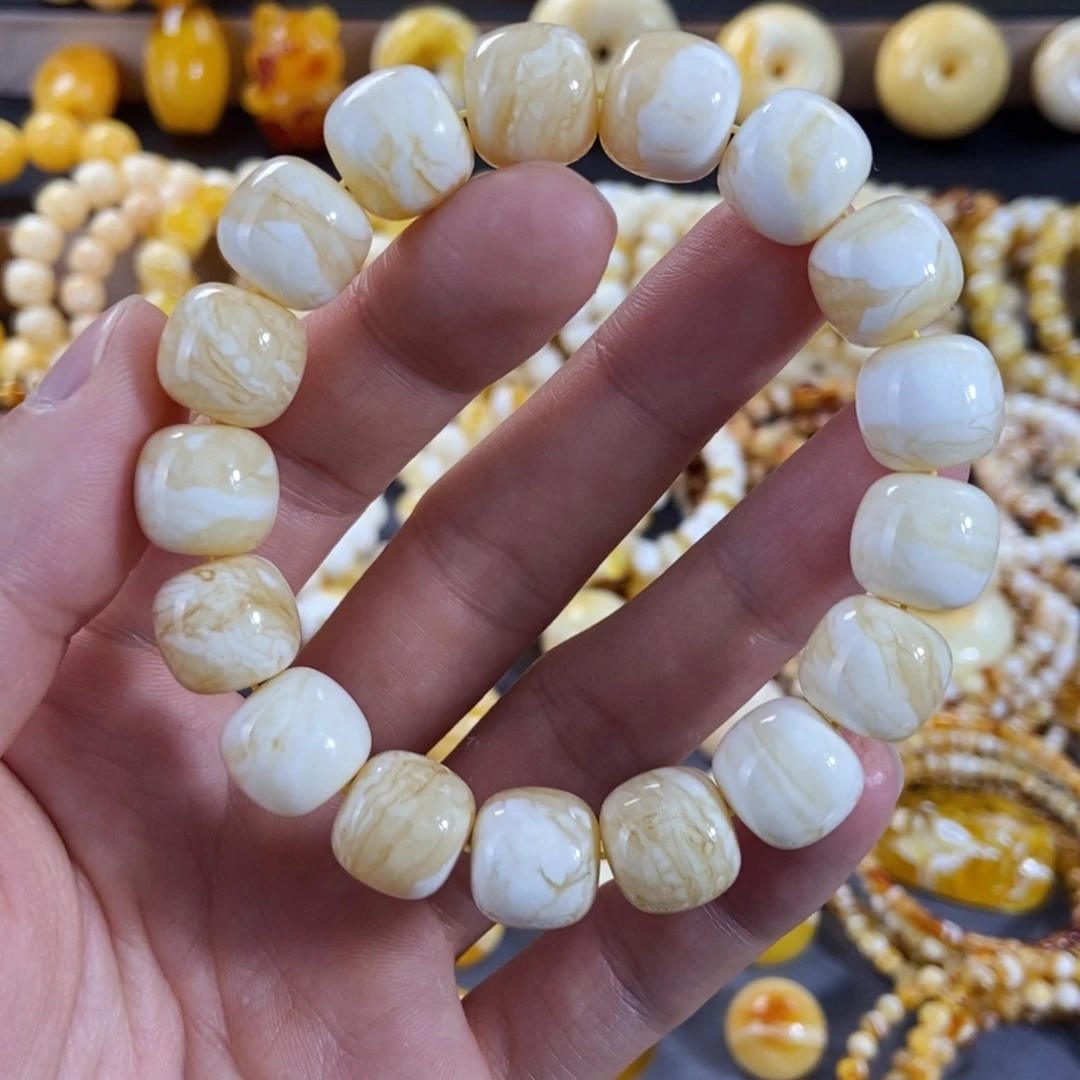 琥珀手链未镶嵌13mm同料石膏蜡