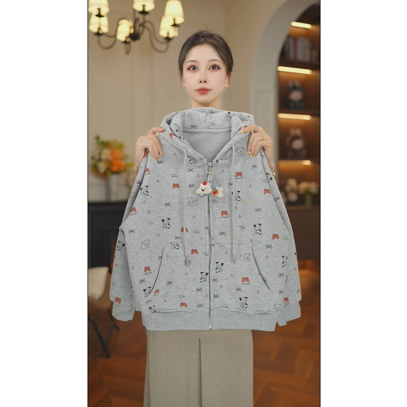 女童卫衣外套2025新款秋冬装新款儿童中大童女孩加绒连帽上衣7779