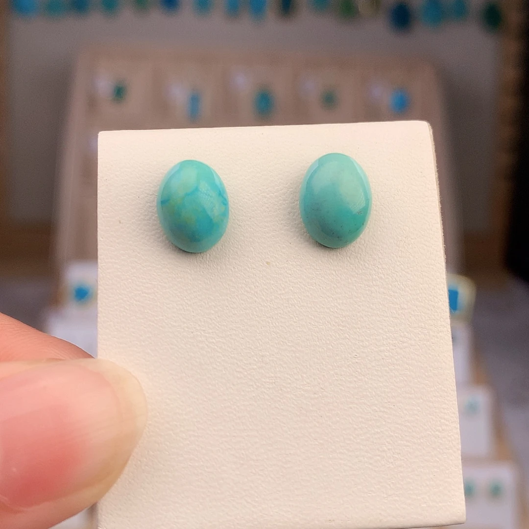 银S925镶嵌绿松石耳饰