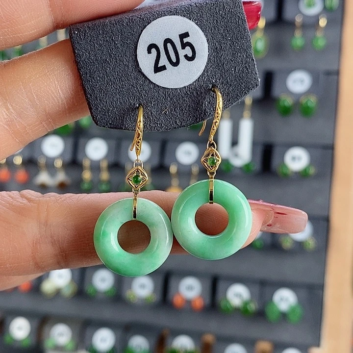 翡翠耳饰18K金镶嵌耳饰