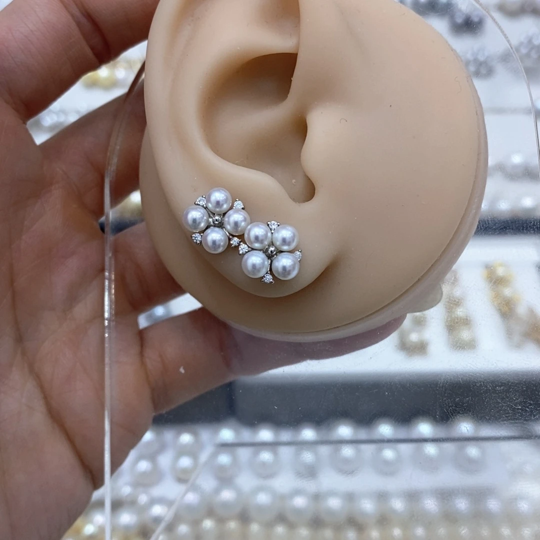 淡水珍珠耳饰银S925镶嵌