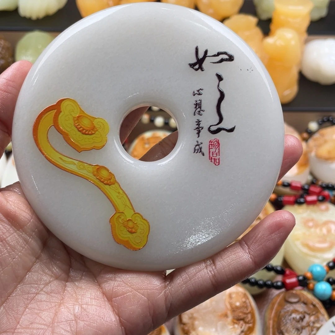 用***7石材天然古青石手把件