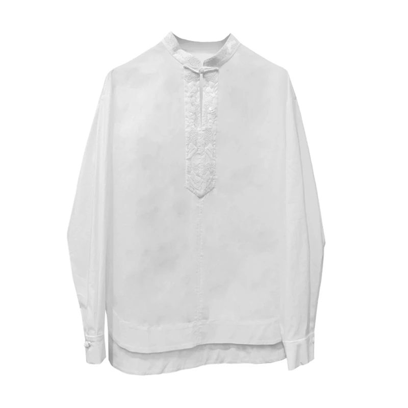 【妍妍专属】新中式立领盘扣肌理感暗纹提花百搭白衬衫KN6D430HE