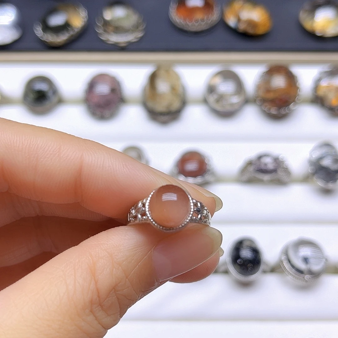 戒指银S925镶嵌发晶天然