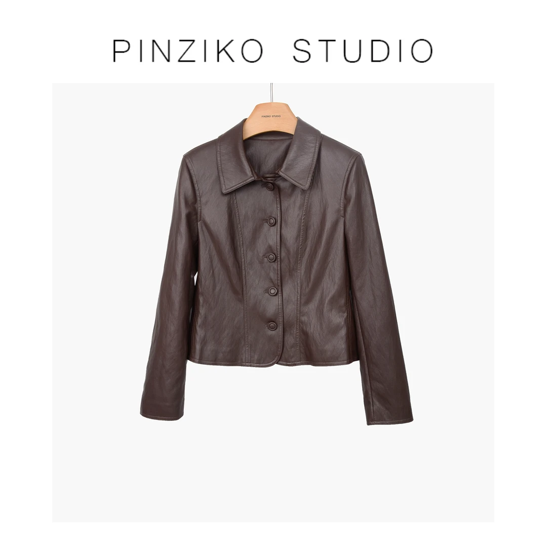 pinziko千金皮衣2.0~高级感女士皮衣女小个子显高复古外套TJF293
