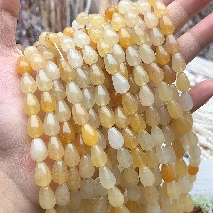 未镶嵌玛瑙/玉髓珠宝半成品一条8/12mm左右黄东陵水滴