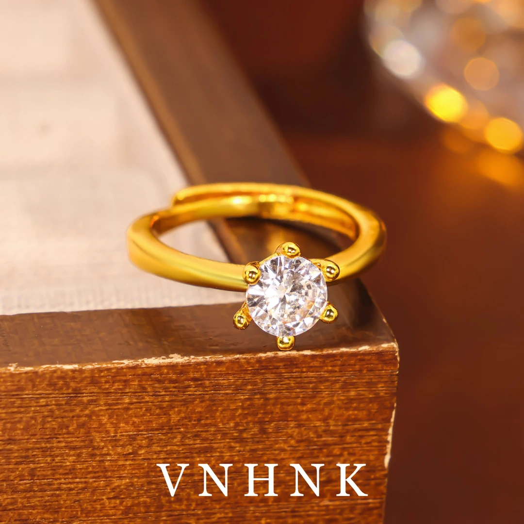 铜合金合成锆石戒指 美可儿   C11（6mm）   金色时尚百搭戒指预售