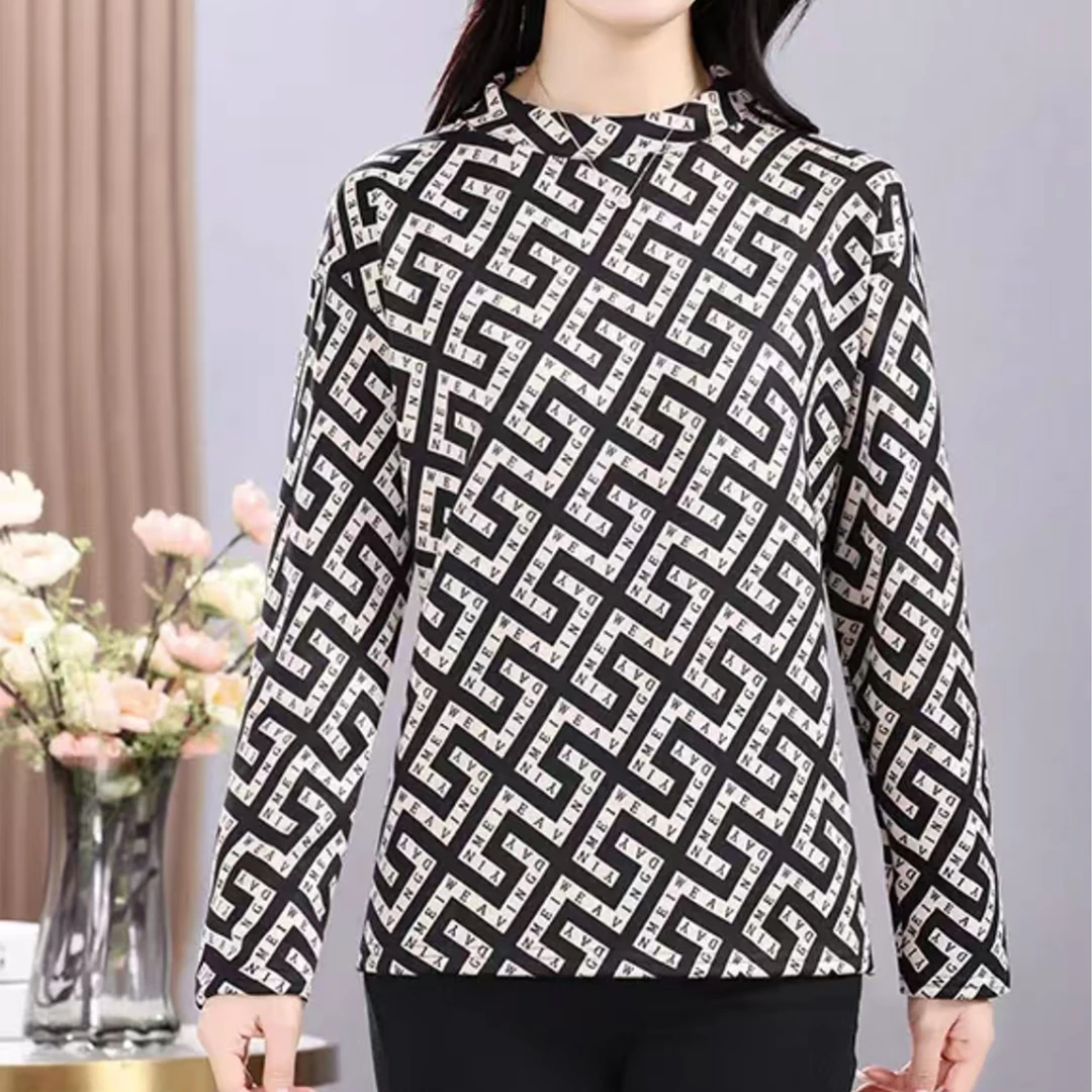 休闲高级感半高领长袖打底衫女士加绒秋冬百搭保暖修身上衣6D828