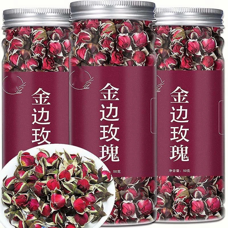 抢三罐金边玫瑰】茶叶正品新花泡水喝的花草茶红玫瑰花干泡茶