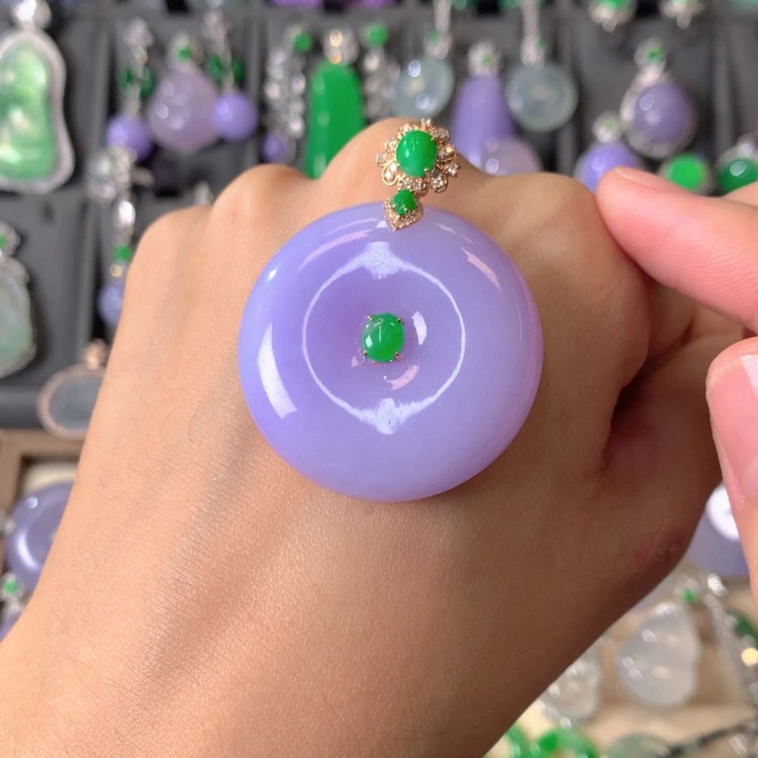 翡翠18K金镶嵌吊坠(不含链)