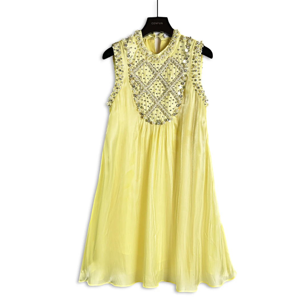 【CENFUN】84*2025春夏高定设计款无袖收腰连衣裙E001397