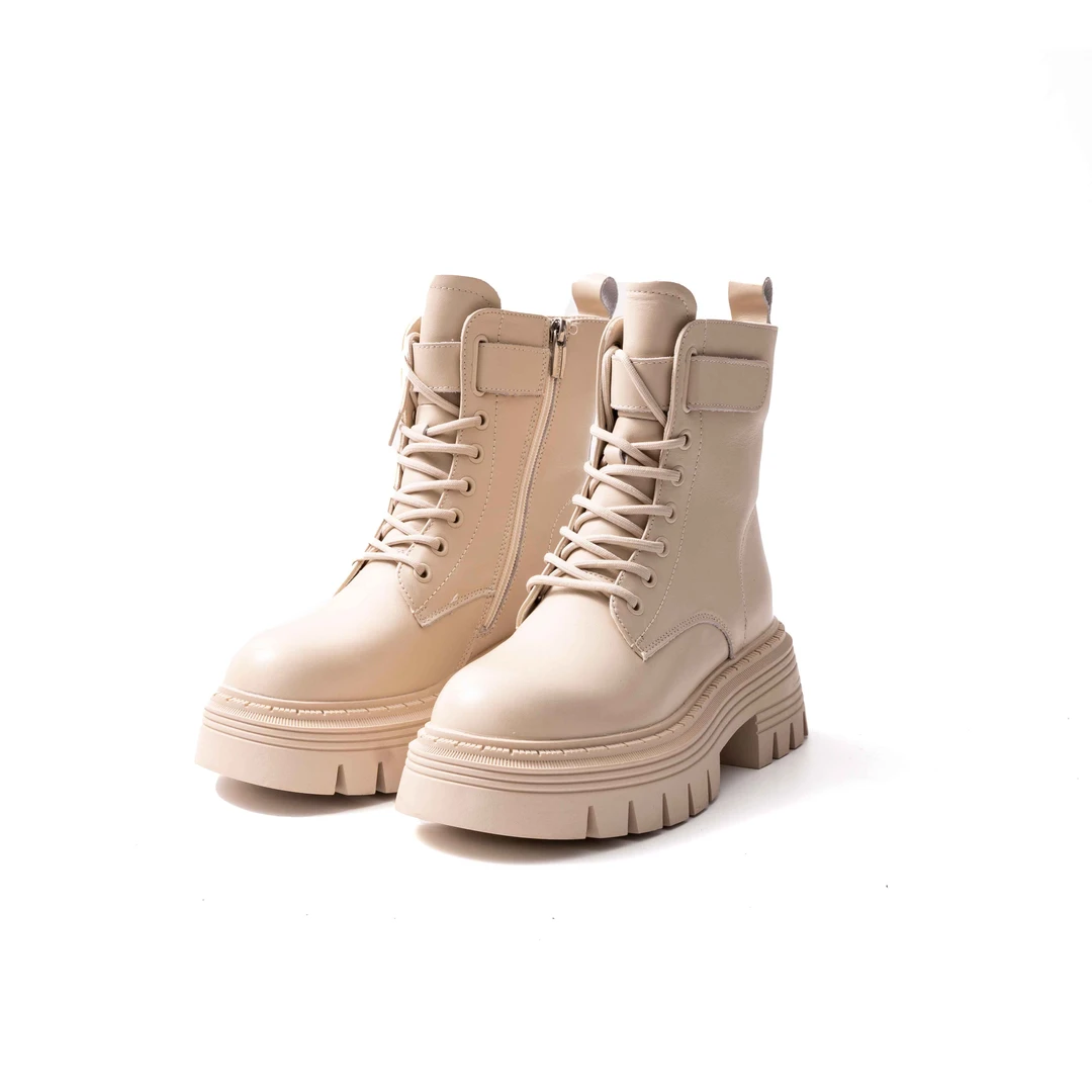 英伦风粗跟厚底系带秋冬中筒女靴 81108-1 CA-0690