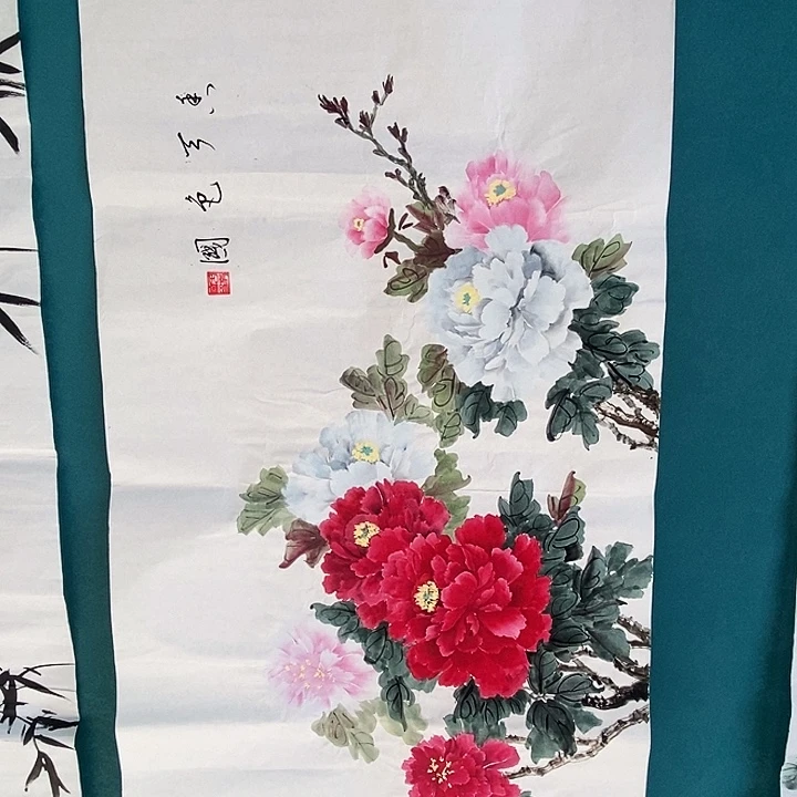 国画三尺手绘牡丹作品
