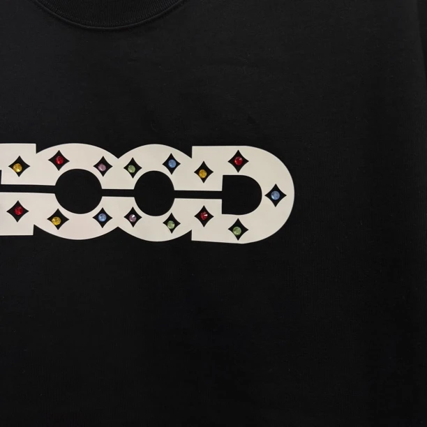 24ss时尚百搭休闲潮流镂空彩钻短袖T恤