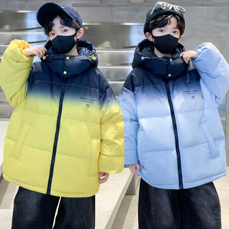 男童冬装连帽韩版男大童棉服棉袄宽松拼色韩系风男孩潮流2025新款
