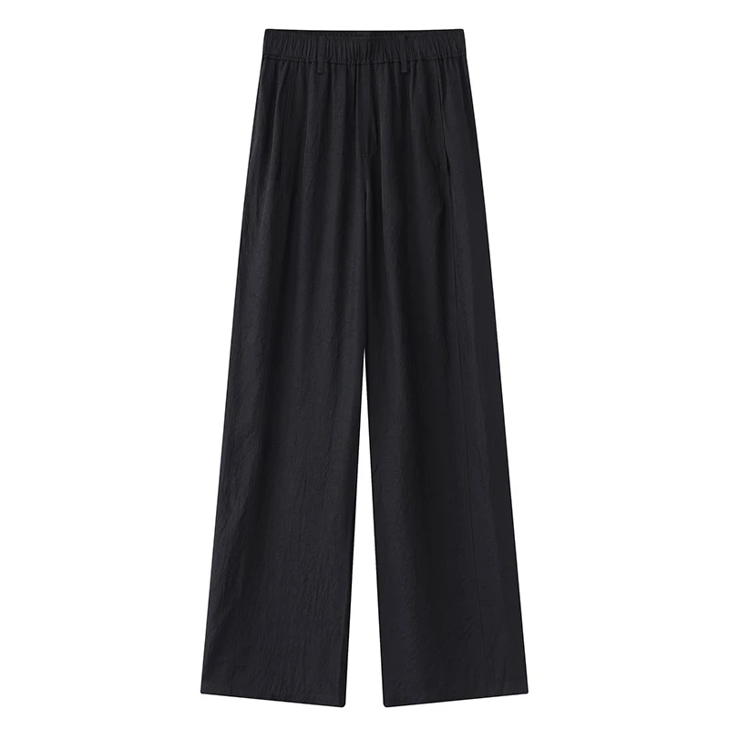 艾家2025夏季新款百搭高腰直筒阔腿休闲裤女3001