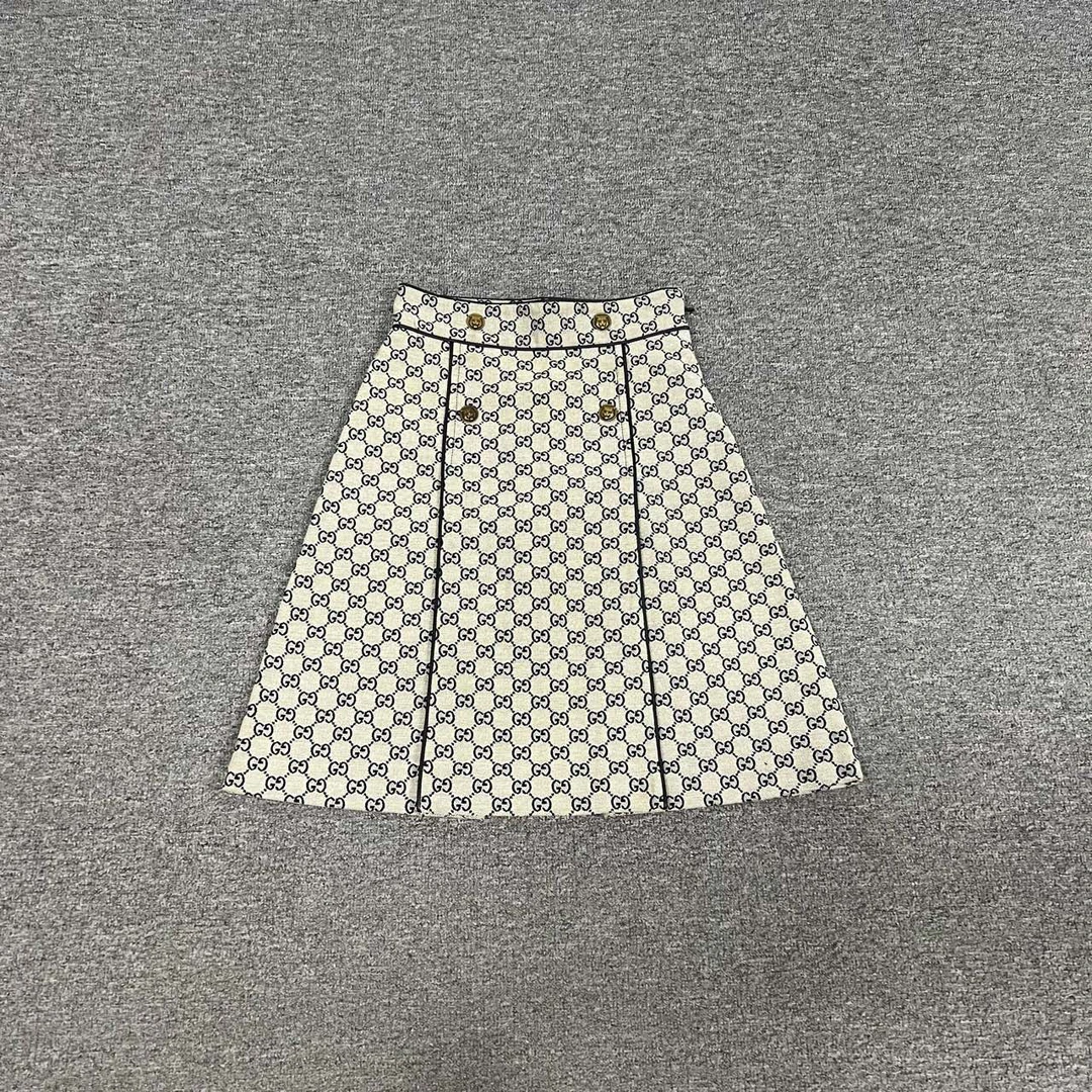 99新 GUCCI/古驰 浅色 满印双G 虎头 半裙 36码