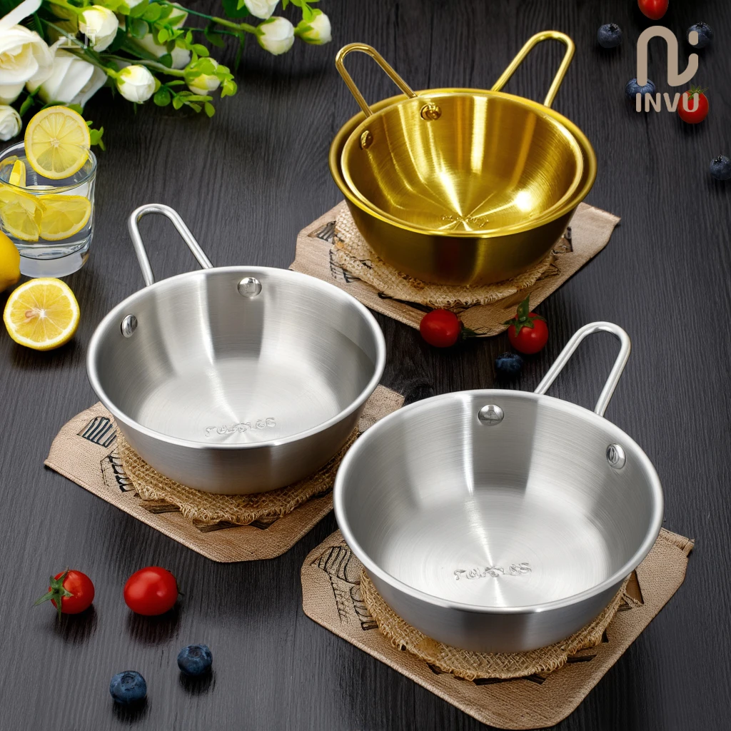 INVU网红米酒碗不锈钢料理碗带手把