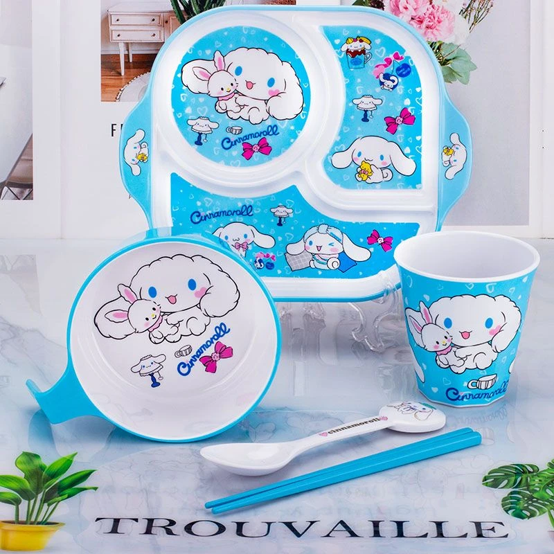 新款卡通大耳狗碗筷套装可爱密胺玉桂狗防烫家用餐具儿童餐盘