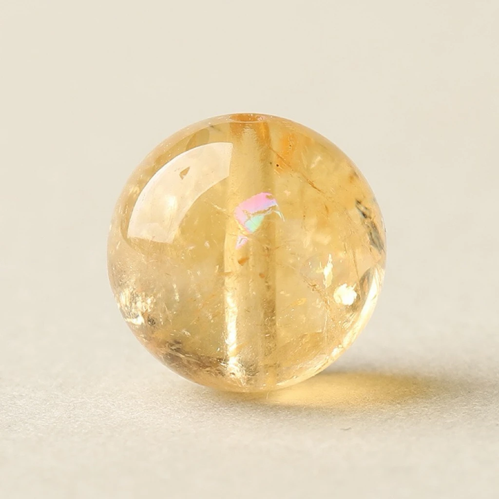 【Crystal】Z039天然深黄阿赛斯特莱黄水晶颗颗彩虹散珠手工黄色