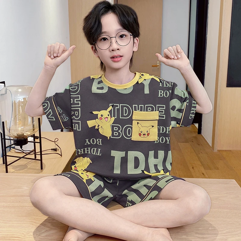 男童睡衣2025夏季新款儿童纯棉短袖中大童男孩网红亲子洋气家居服