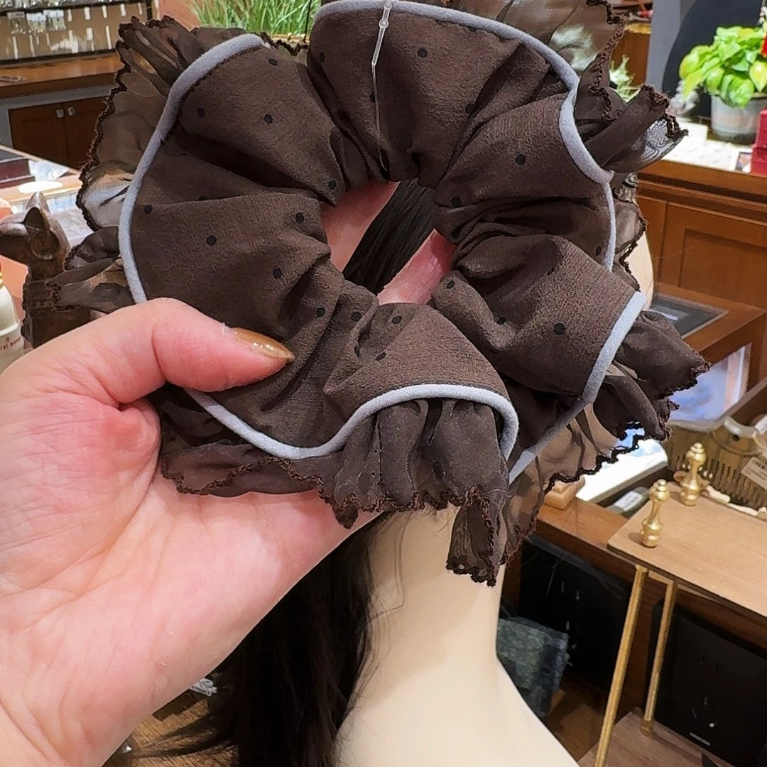 皮质铁合金咖色发圈