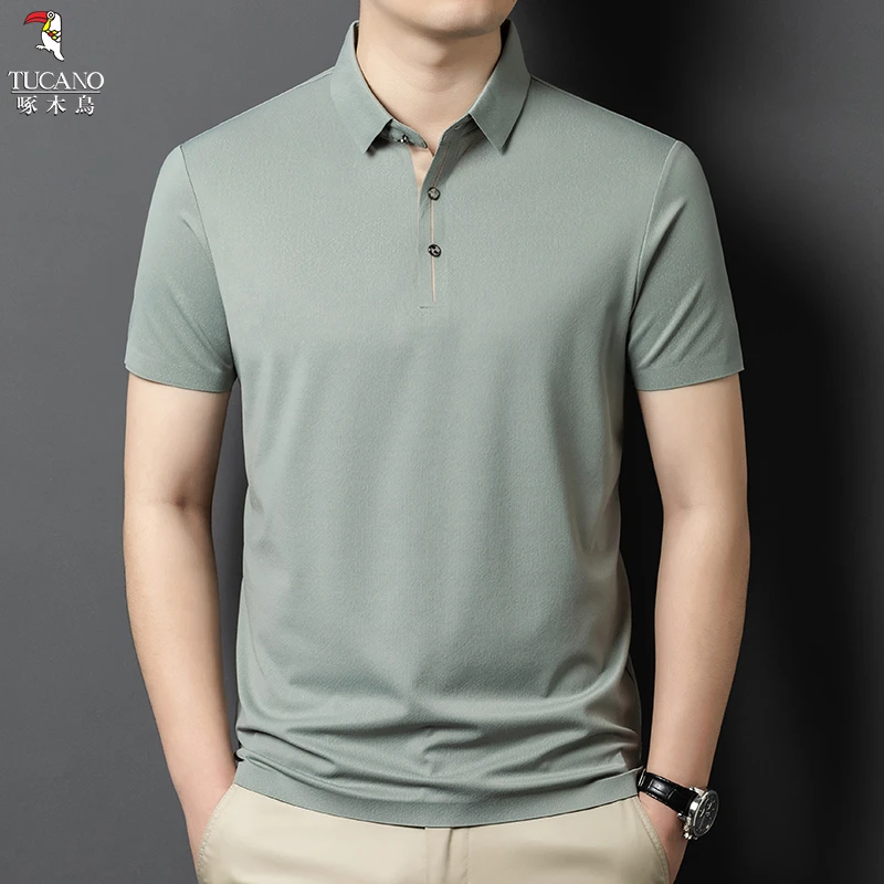 啄木鸟2025年春夏季新品时尚百搭潮流基础男士商务T恤