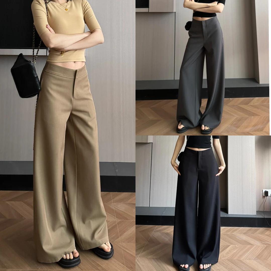 秋季新款西装裤女气质中腰设计感夏季西裤宽松阔腿长裤春秋