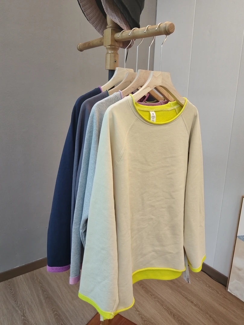 喜柿-【打破】韩单独特毛圈撞色长袖插肩美式卫衣早春款256687